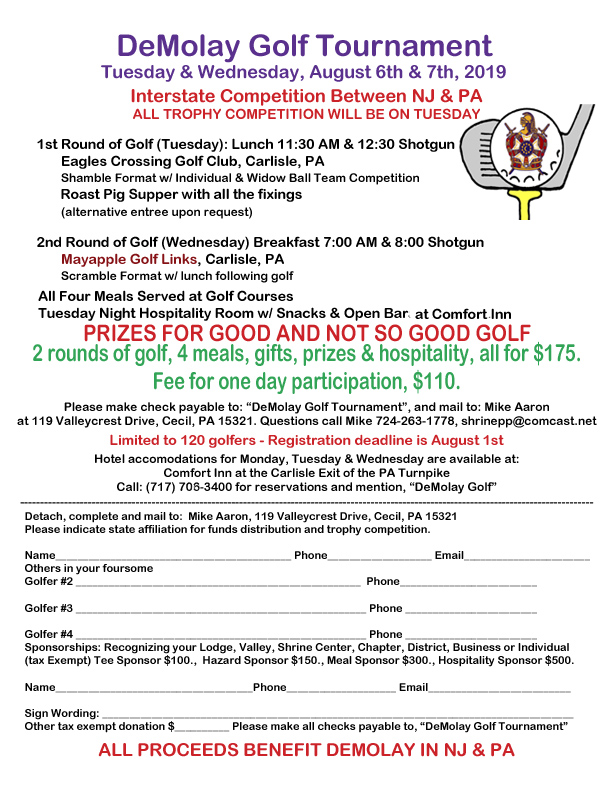 2019 DeMolay Golf Tournament Flyer – Grand Lodge of New Jersey